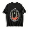 Ouroboros Flame Column Print Vintage Short Sleeve T-Shirt Pure Cotton T-shirt