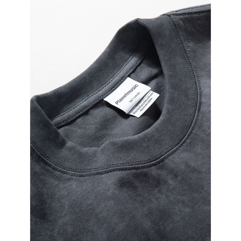 Short-Sleeved T-Shirt for Men, Summer New Style, American Retro Trendy Brand, Tie-Dye, Distressed Letter Print, Loose Wide-Fit Top