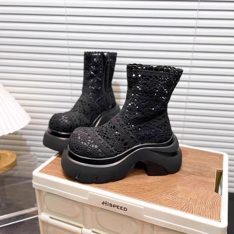 Net boots female cool boots summer cotton and linen sandals fairy wind 2025 new hollow breathable short boots thin Martin boots