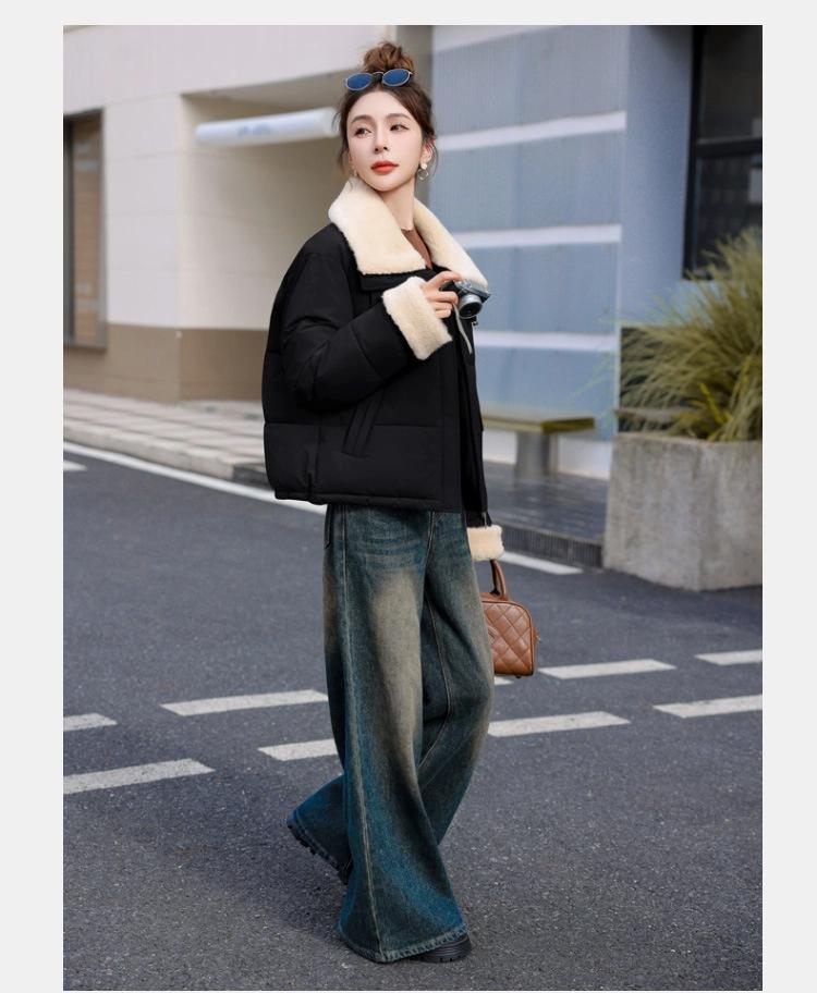 Women's Faux Wool Lapel  Down Cotton-padded Jacket