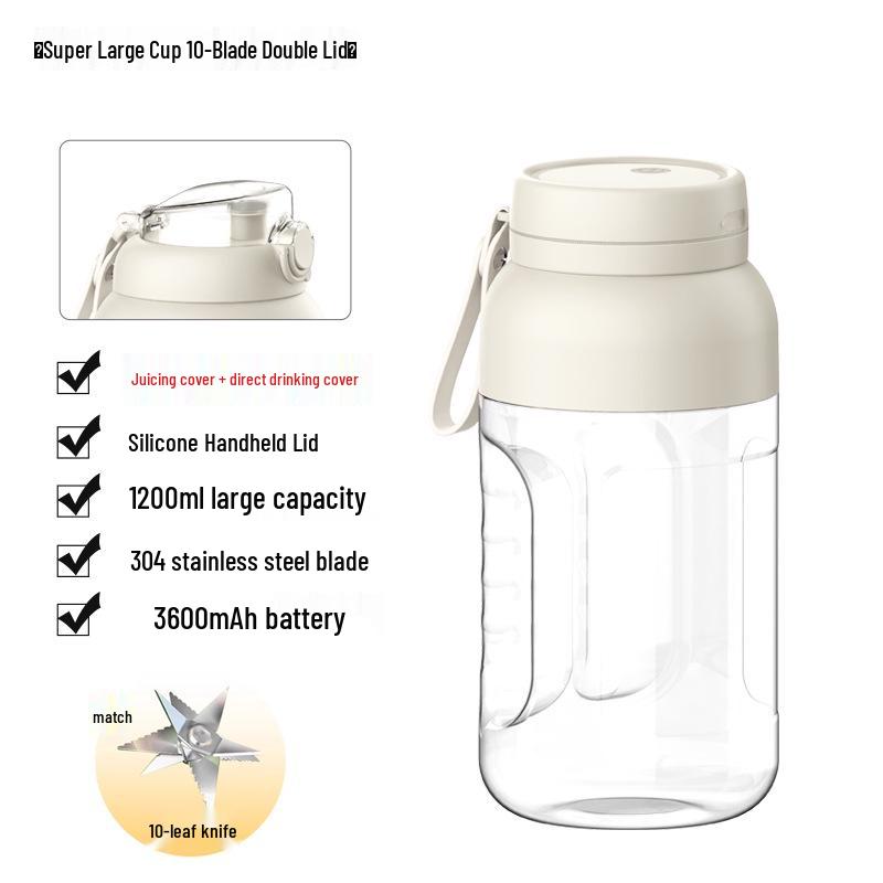 Rechargeable Portable Juicer Cup with Straw, Large Capacity for Fruit & Ice Crushing, Perfect Gift