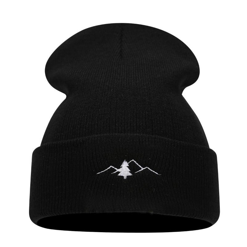 Hot Sale New Mountain Embroidery Outdoor Knitted Cold Hat Couple Autumn and Winter Warm Ear Protector Knitted Hat
