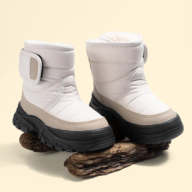 

Winter casual thickened children s snow boots with soft soles and plush lining, thick-soled boots for older children, warm cotton shoes for outdoor 26/（Inner Length17.3cm бежевый