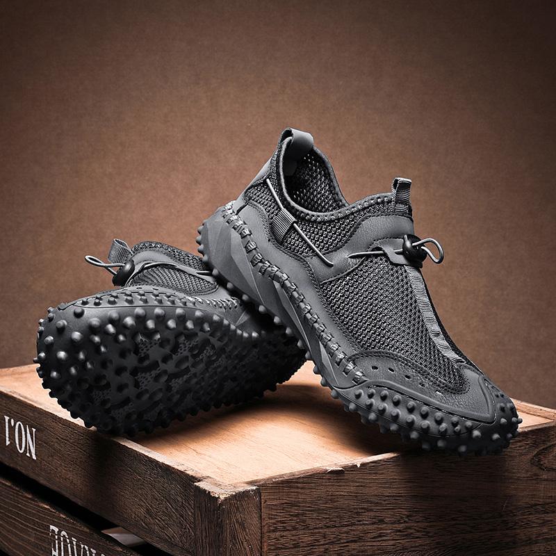 Fashion Summer Breathable Handmade Designer Slip On Casual Mens Shoes Thick Sole Hollow Out Sneakers Lightweight Outdoor Flats Moccasins
