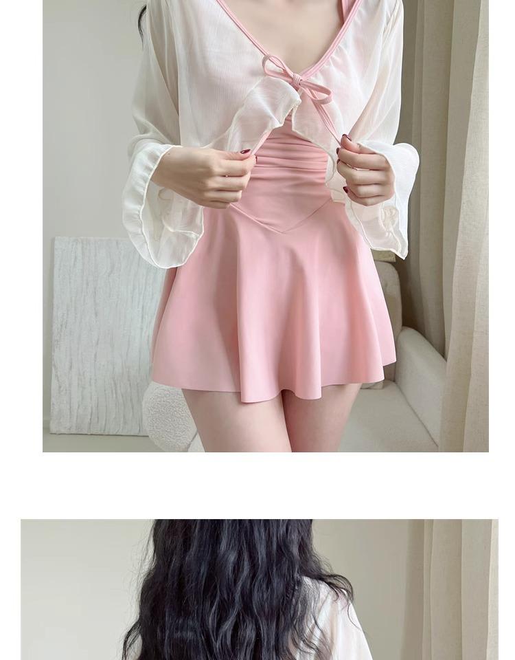 Women's Conservative Slimming One-Piece Swimsuit - INS Style, Sexy Strappy Korean Dress Design