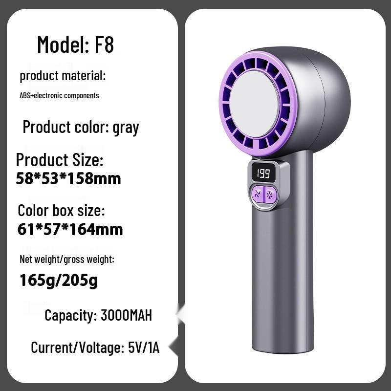 Mini Portable Handheld USB Fan with Digital Display & Ice Pack