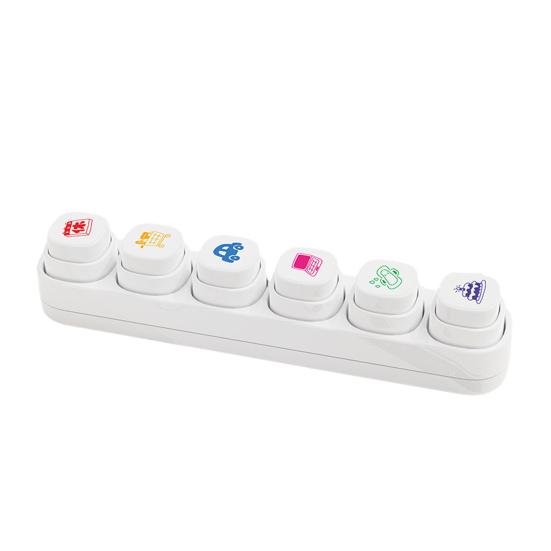 1 set mini-stämplar för planerare 6 designer Självfärgande stämplar Söta plaststämplar för dagbokföring Scrapbooking Planerare DIY-hantverk