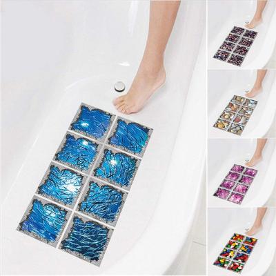 8Pcs 3D Bathtub Anti-Slip Stickers - Waterproof PVC Bathroom Safety Decals - Decorative 13x13cm Removable Self-Adhesive Mural