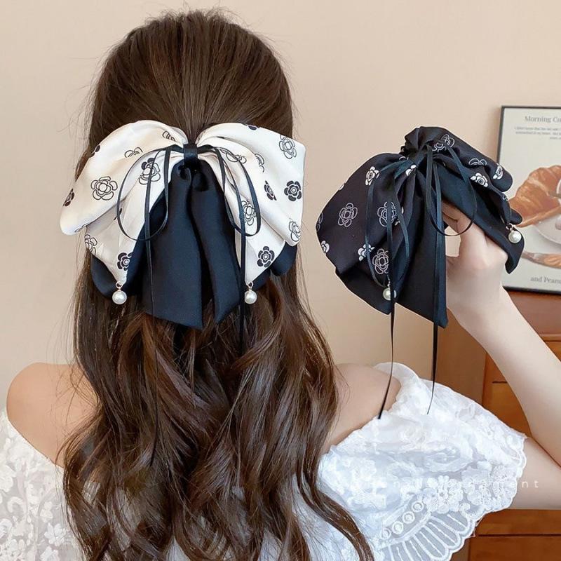 Vintage Plaid Butterfly Knot Hair Clip Women's Back Of Head Bun Shark Hair Clip Hair Accessories