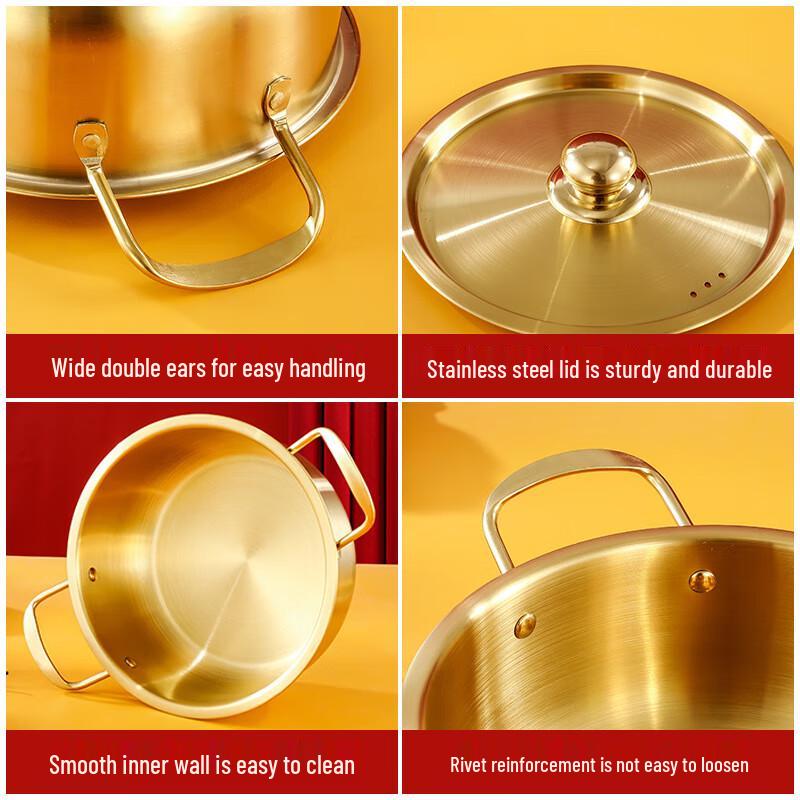 LeChuHeLi Gold Edelstahl Suppen-Hotpot-Set
