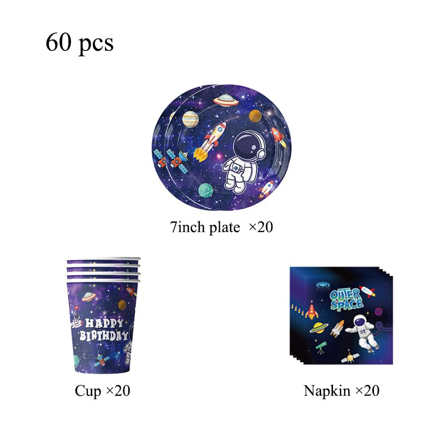 Space Astronaut Universe Spaceman Disposable Tableware Birthday Decorations Cup Plates Banners Tablecloths Outdoor Holiday Party