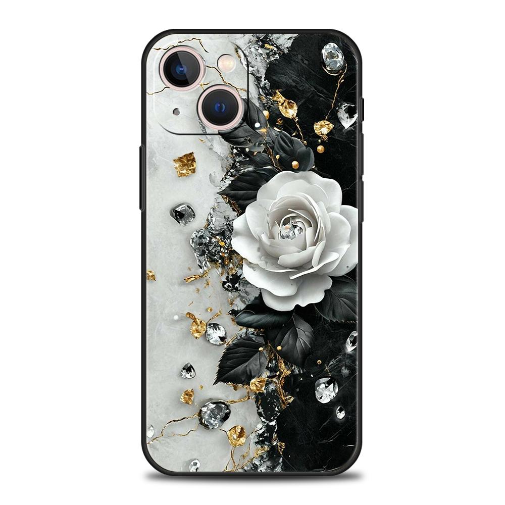 Luxury TPU Soft Phone Case For iPhone 17 Air 16E 16 11 15 14 Pro MAX 12 13 7 8 Plus X XR XS SE 2022 Cover Flower Marble
