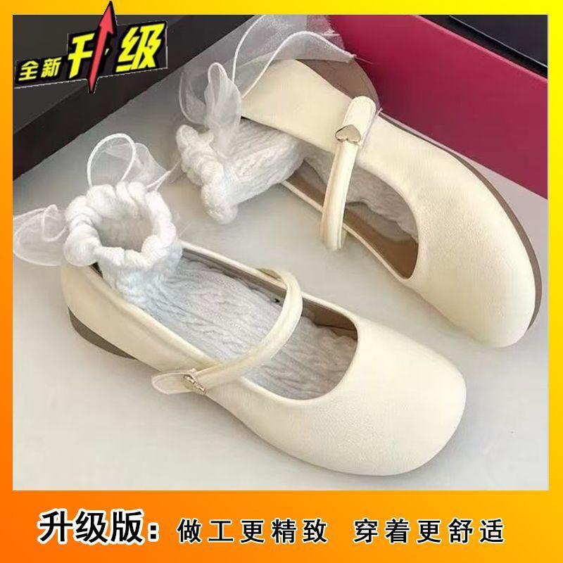 2025 spring and summer new round head shallow mouth single shoes female retro gentle fairy style casual Mary Jane soft sole Doudou shoes