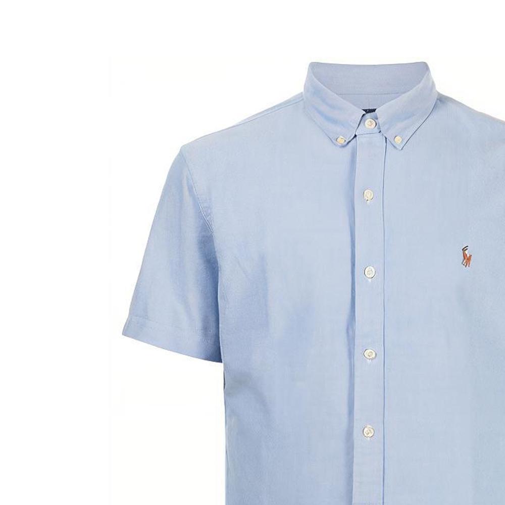 Polo Ralph Lauren SS22 Logo Embroidered Oxford Short Sleeve Shirt Men Shirts Blue 710787736-001