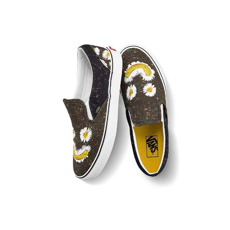 Vans Slip-On Series Variant Daisy Print Casual Low-Top Skate Shoes Unisex Sneakers Black Multicolor VN0A33TB9FV