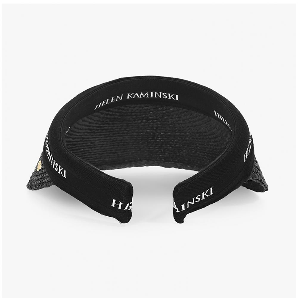 Helen Kaminski Hat50265 Cabl Bianca Charcoal Black Logo Visor Sun Cap