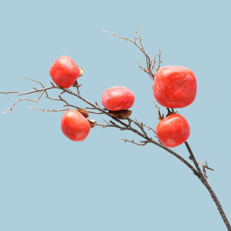 Simulated Berries 7 False Persimmons, Home Decoration Plants Decorative Fruit Branches Foam Fruit