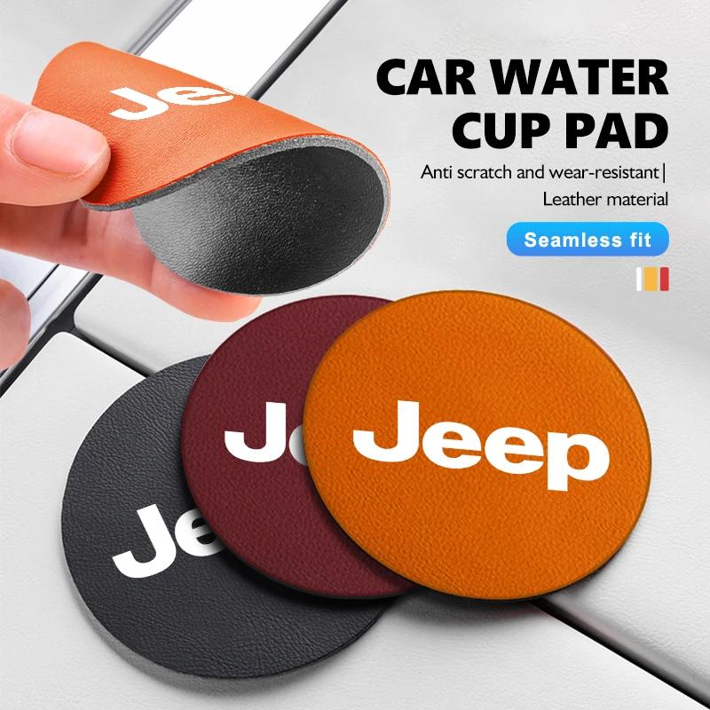 Set of 2 Suede Non-Slip Coasters for Jeep Compass Renegade Cherokee Wrangler JK Car Interior Accessories AKP1
