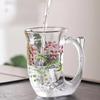 Mermaid Glass Water Mug with Handle,Designer Creative Glass Cup Flower Tea Cup Milk Cup,Novelty Coffee Mugs for Office and Home,1pc