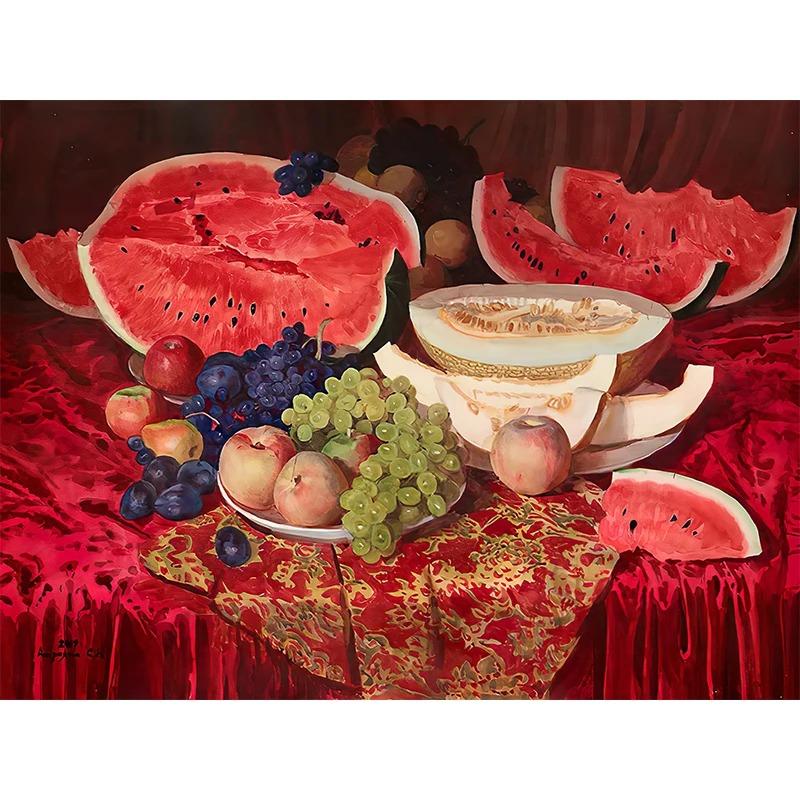 Nordyckie Warzywa i Owoce w Koszyku Plakat Kolorowa Sztuka Ścienna z Jedzeniem Obraz na Płótnie do Dekoracji Jadalni Kuchni Cuadros