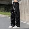 Wassup Sohot Męskie Retro Casualowe Spodnie Robocze z Szerokimi Nogawkami