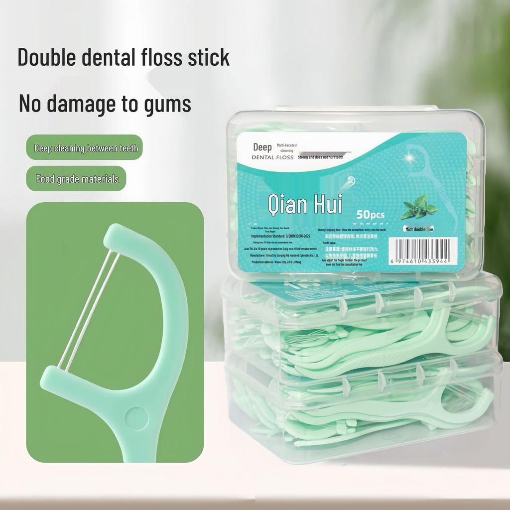 Double-Line Mint Dental Floss Family Pack: Portable, Multi-Functional Oral Cleaning Floss