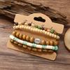New colorful wood bead flower elastic thread five-piece bracelet elegant fashion handmade string jewelry
