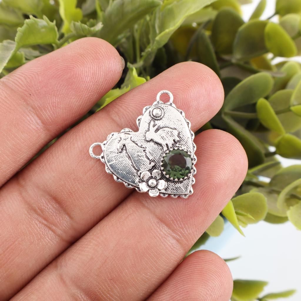 Green Tourmaline Handmade Gemstone Pendant, 925 Solid Sterling Silver Pendant Antique Jewelry, Pendant For Engagement Gift