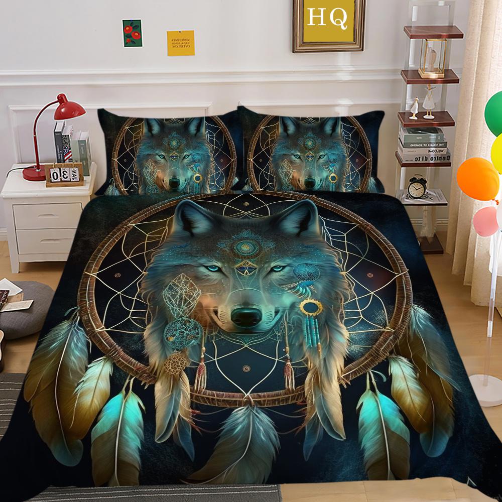 Bettbezüge, Wolf-Druck, Mikrofaser, Einzelbett-Bettwäsche-Set, Bezug für Kinder, weich, hochwertige Heimbettwäsche