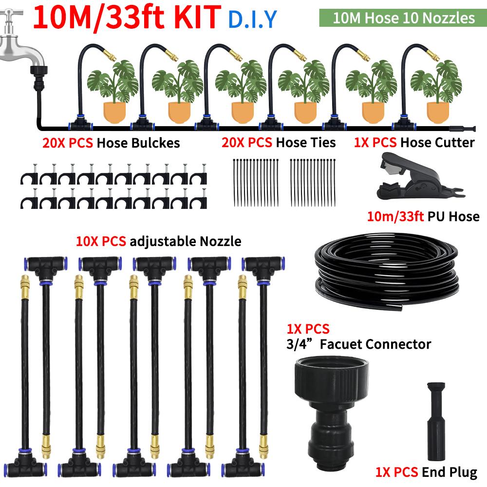 DIY Free Bending Universal Spray Kit For Greenhouse Garden Flowers Plant Watering Irrigation Patio Misting Cooling