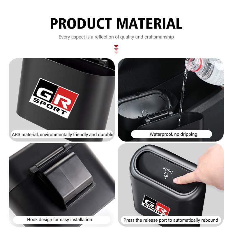 For S7 Portable Hanging Car Trash Can Wastebasket Trash Bin with Lid Storage Bin Supra Aygo Prado RAV4 Hilux Yaris Corolla JH7