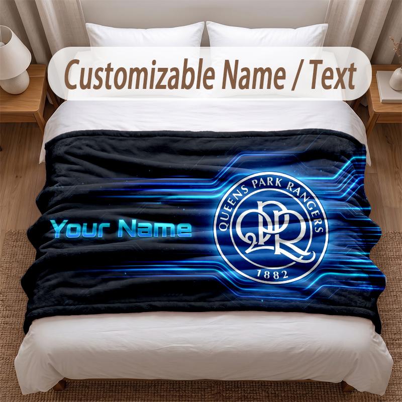 Queens Park Rangers Printed Flannel Blanket Custom Name Text Soft Warm Throw For Bedroom Holiday Gift