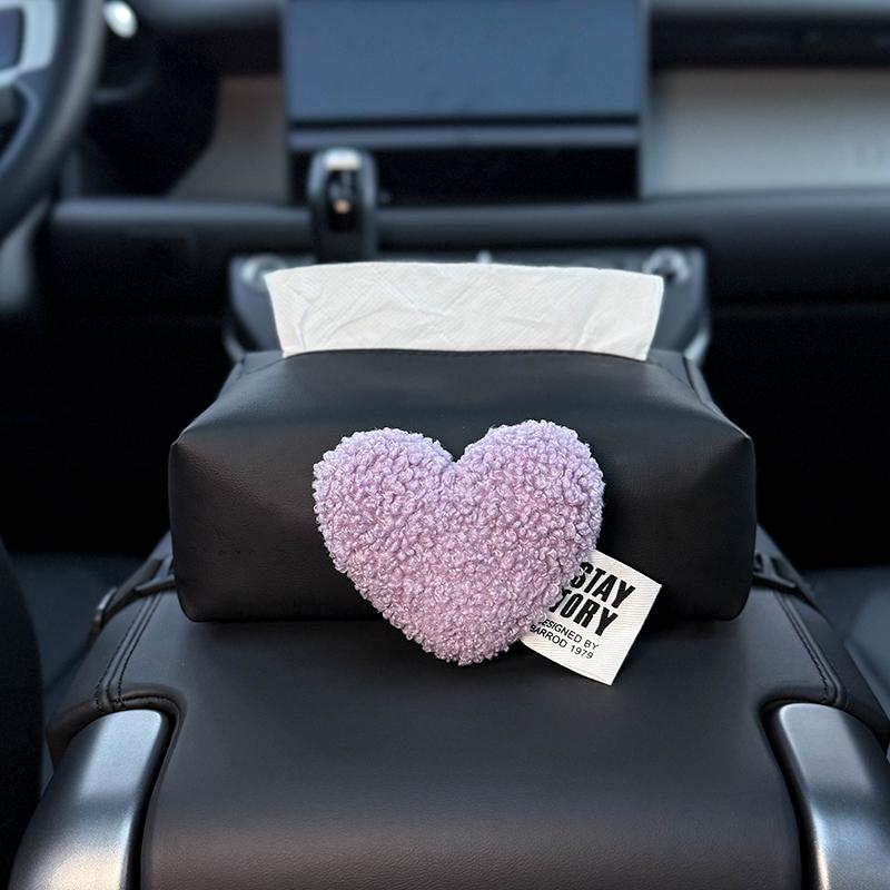 Cute Retro Red Heart Car Tissue Box For Armrest Paper Holder Auto Leather Hanging Napkin Bag for Back Seat Headrest Storage