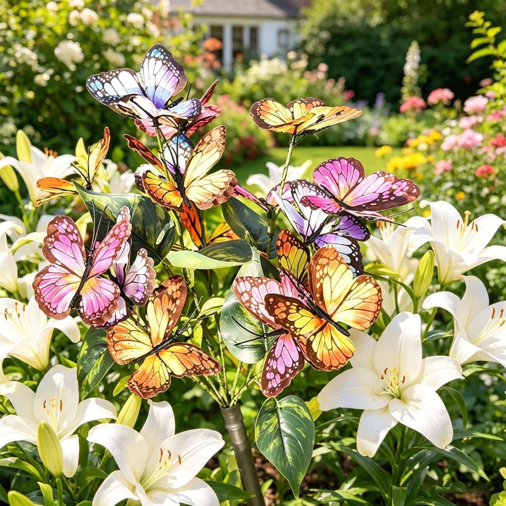 Solar Butterfly Flower Garden Light LED Outdoor Decorative Lawn Stake Light for Yard Patio Pathway Landscape Lighting