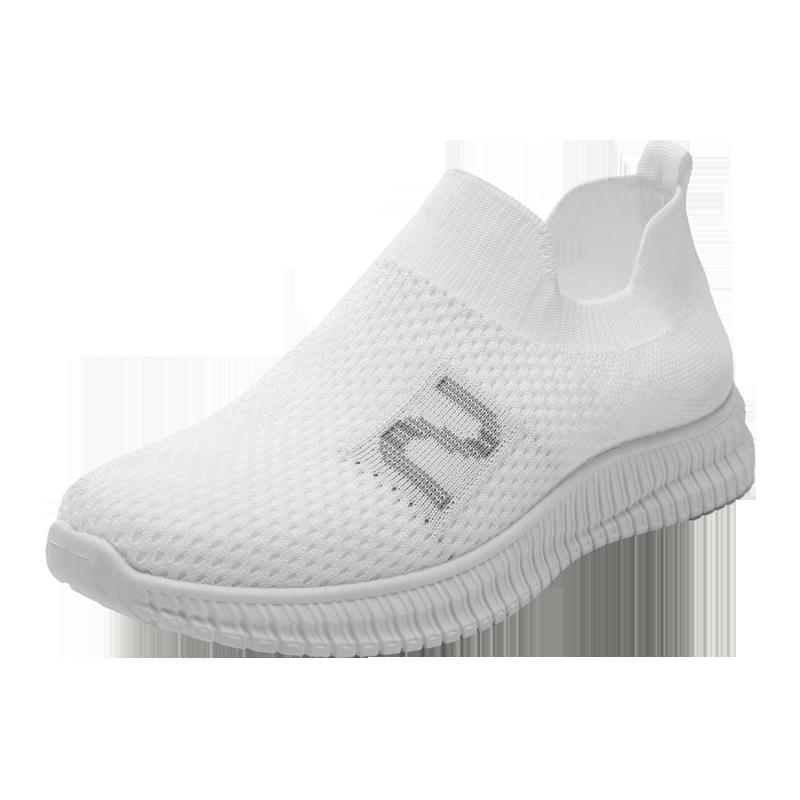 

Женская обувь, носки, новинка 2023 года, повседневная обувь, дышащая легкая обувь без шнуровки с сетчатой ​​поверхностью для мам 40 белый