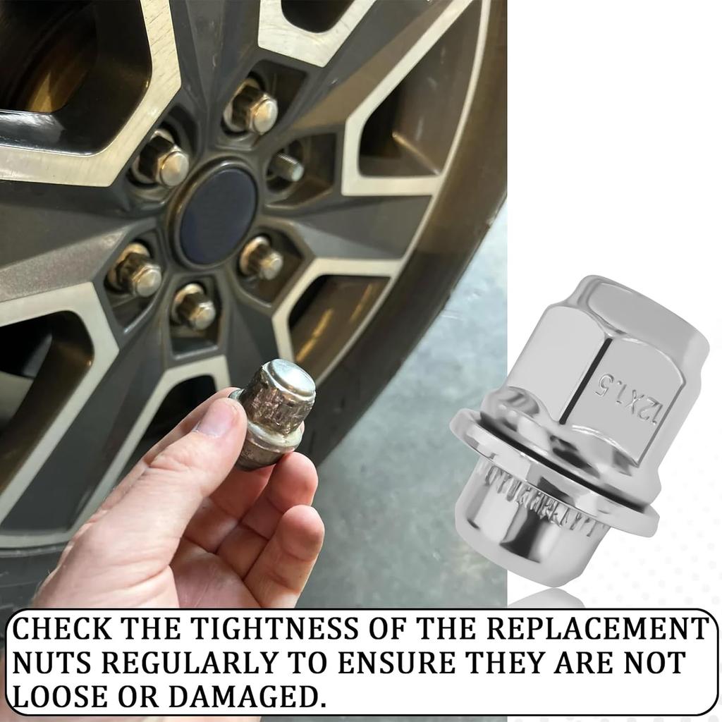 5PCS M12x1.5 Chrome Lug Nuts, Chrome Closed End Mag Style Lug Nuts with Washer Replaces OEM#90084-94001, Lug Nut Lock Set Compatible with Toyota