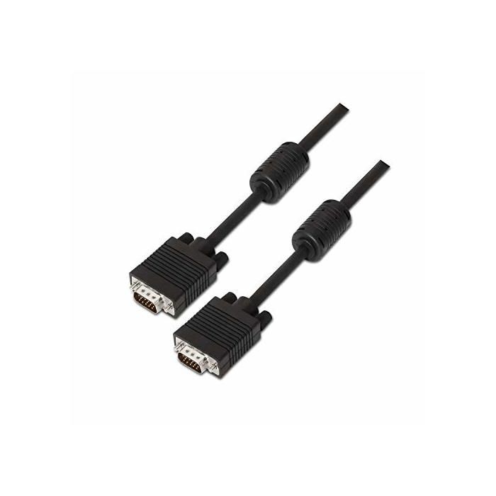 SVGA Cable with Ferrite - AISENS - 15 Meters - Black - 2048x1536 Resolution - Double Shielding - HDB15 Male Connectors