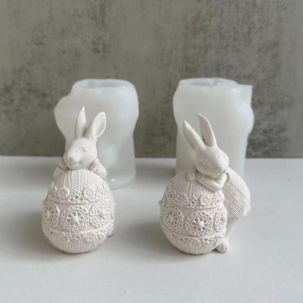 Little Rabbit Candle Mold Animal Statue Plaster Resin Decorations DIY Aromatherapy Gypsum Epoxy Resin Silicone Mould