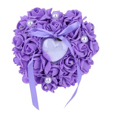 Romantik Gül Düğün Hediyelikleri Kalp İnci Hediye Yüzük Kutusu Yastık Minder Beyaz Kırmızı