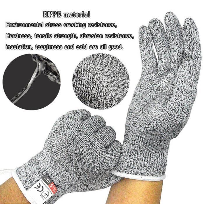 HT10371-GANT DE MENAGE.Gants Anti coupure pour hommes. Femmes et enfants. 1 paire. Niveau 5 HPPE. Gants de sécurité résistants aux