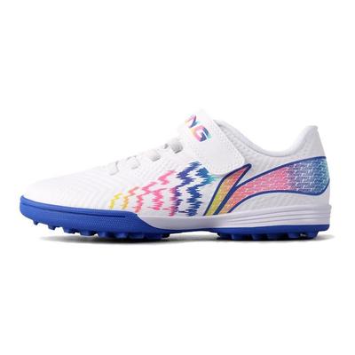 Li Ning Kinder Kunstrasen Casual Stoßdämpfend Langlebig Niedrig Geschnitten Fußballschuhe Kinder Fußballschuhe Weiß Blau YKGU008-3