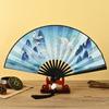 Chinese Double Sided Painting Folding Fan Vintage Handhelds Fan with Tassels Plastic Foldable Hand Fan for Parties