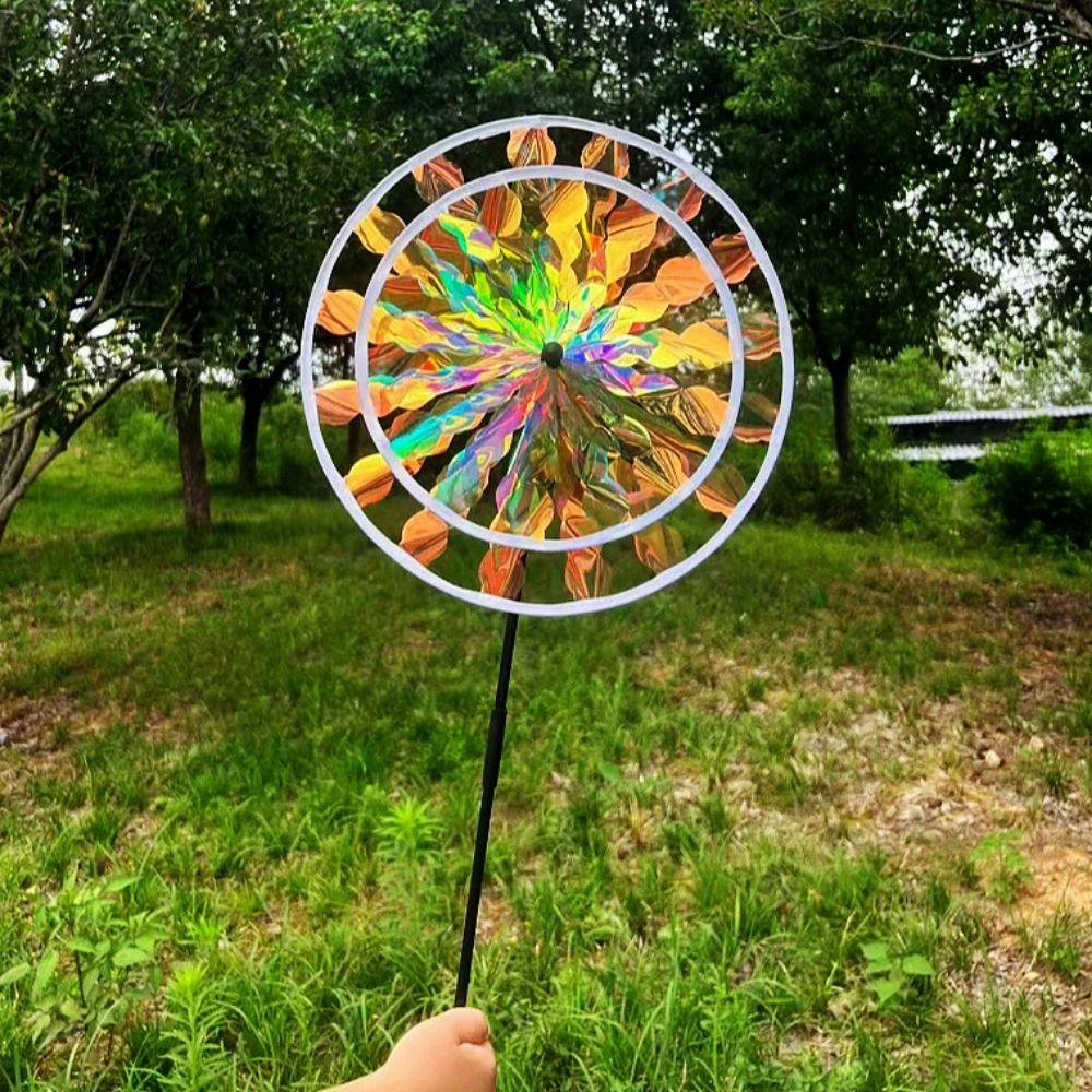 Diameter 27~38cm Rotating Sunflower Stake Standing Lawn Flower Pinwheel  Outdoor Party Picnic Decor