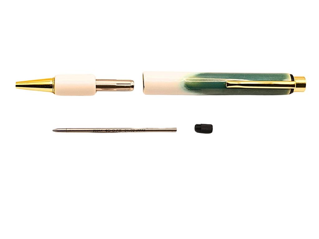 Kiyoteru porcelain rotary ballpoint blue Oribe green white Japanese-made pen, + CL_CTP_52