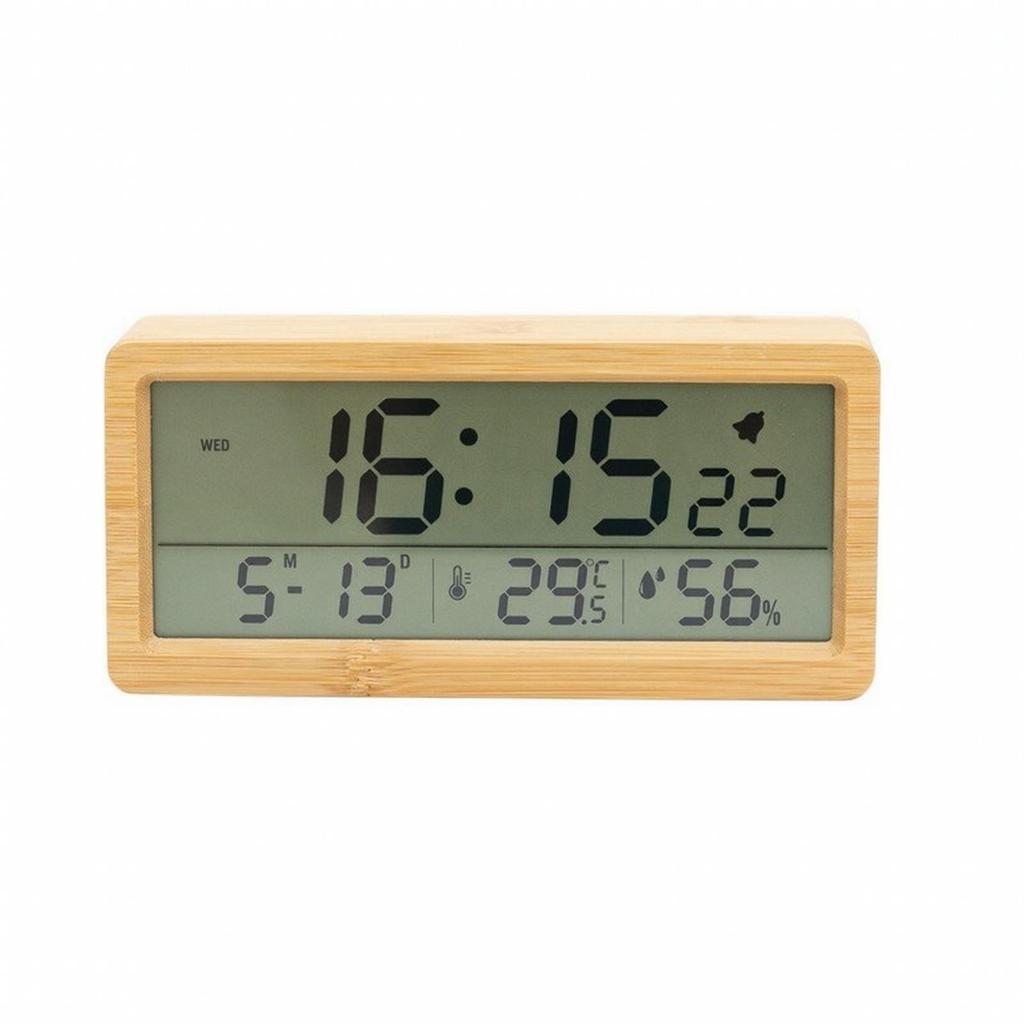 Digital Alarm Clock Easy to Read Wooden Compact for Nightstand
