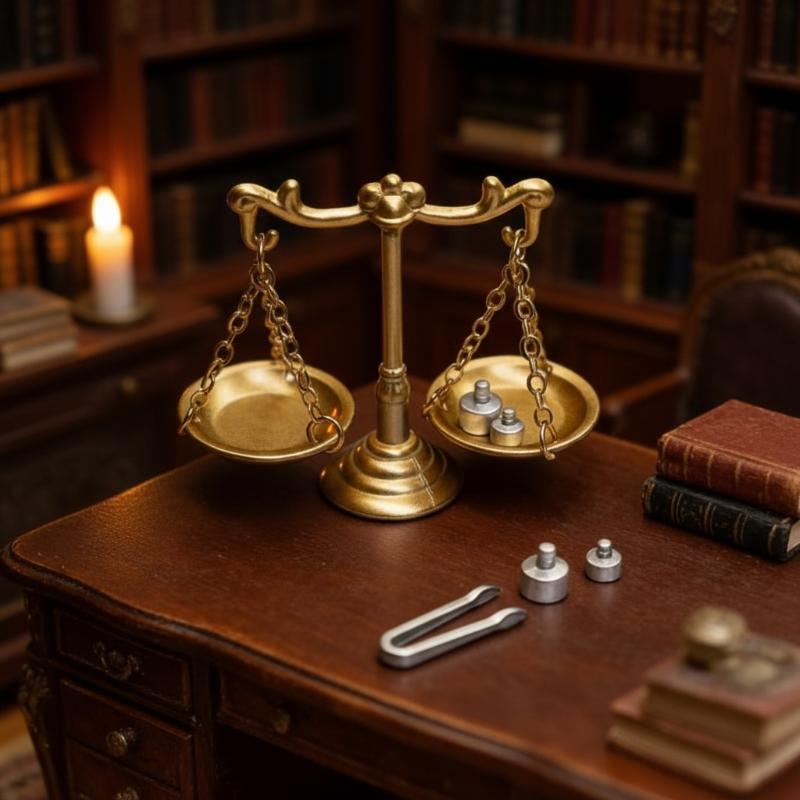 1/12 Miniature Balance Scale Model - Retro Justice Scale for Dollhouse Scene Decor, Micro Scene Photos Prop, Mini Furniture