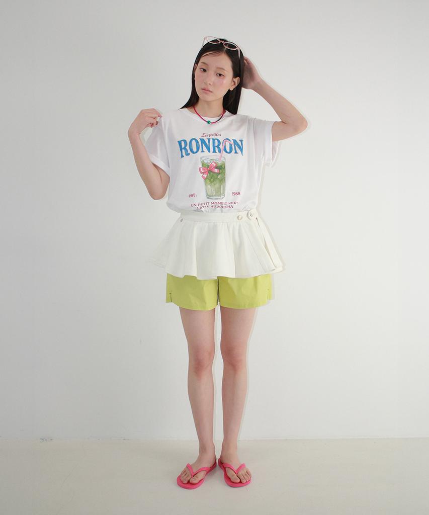 RONRON Flared Layered Belt Skirt White