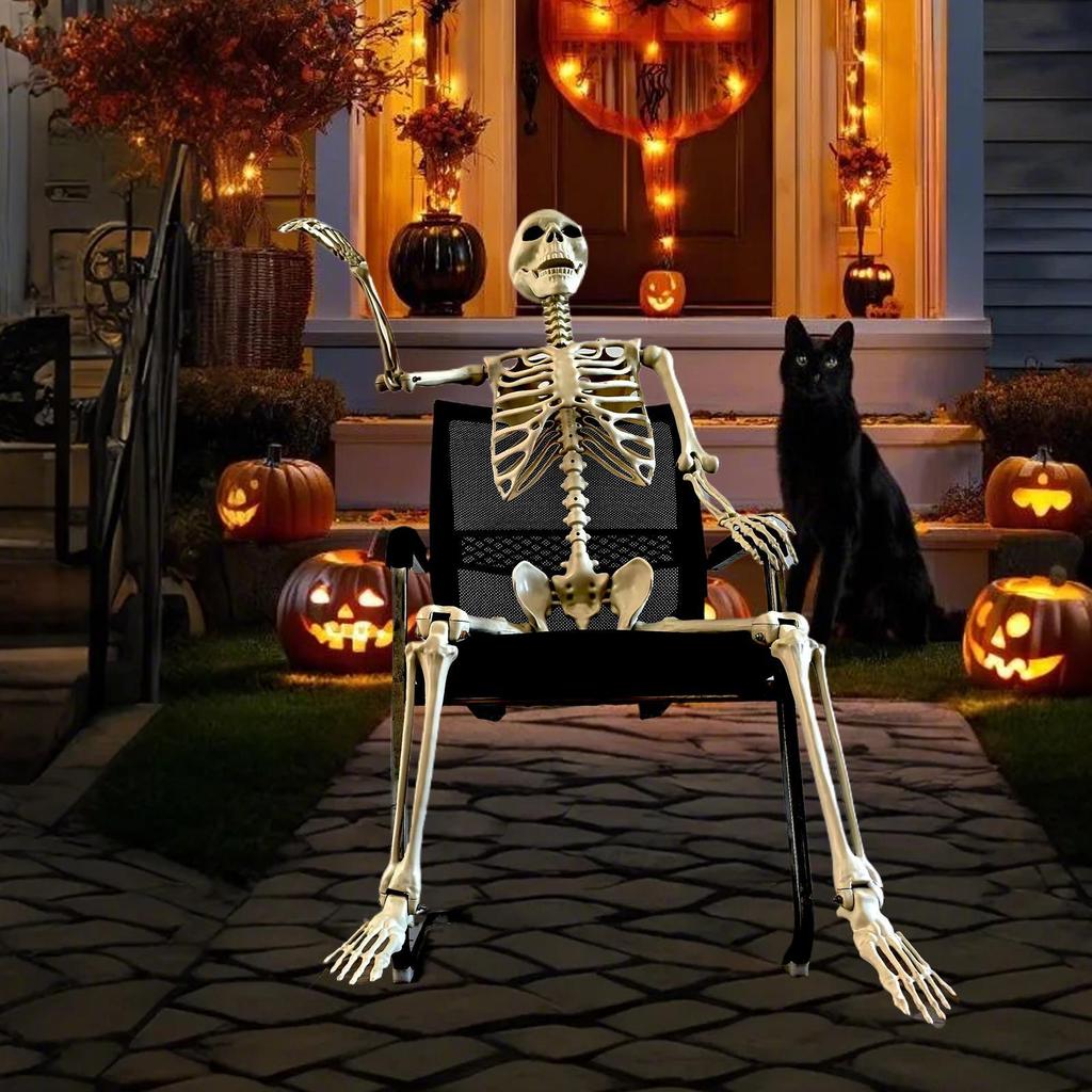 Halloween Skull Decoration Full-Body Movable Joints Ealistic Human Skeleton For Outside Garden Decorative Party Supplies