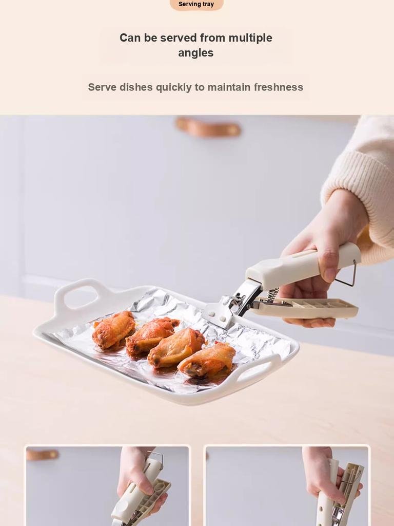 Heat-Resistant Clip Claw Bowl Clamp Kitchen Utensil Anti-Scald Handle with Steaming Plate Stainless Steel Lifting Tray