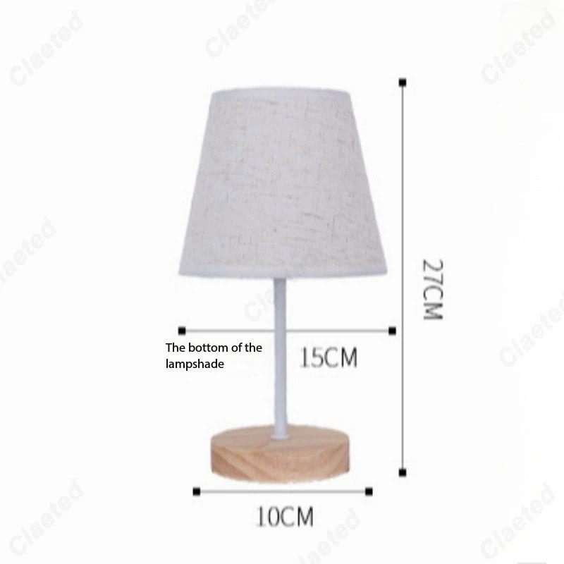 Creative LED Solid Wood Fabric USB Small Table Lamp Living Room Study Bedroom Bedside Atmosphere Decoration Lighting Fixtures